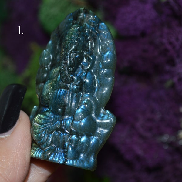 Natural Labradorite Ganesha Healing Energy Crystal