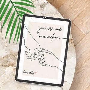 Tarjeta "Un melón en una melón", minimalista, imprimible y personalizable, para papá, con el amor de mi hija, descarga digital.