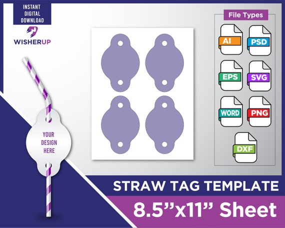 Straw Tag Template Straw Template Blank Straw Template Svg - Etsy UK
