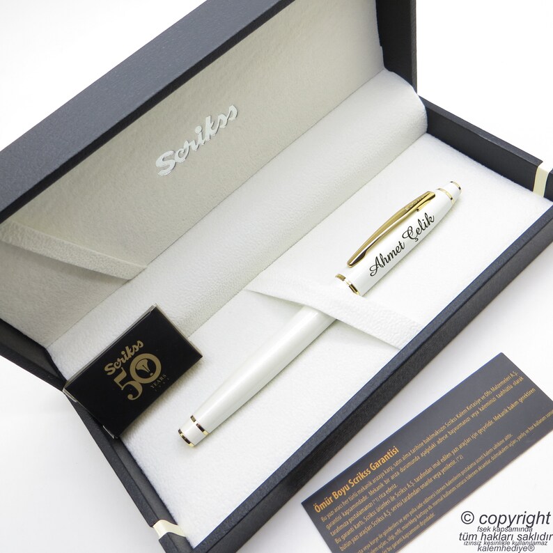 Engraved White and Gold Custom Fountain Pen Personalized Etsy