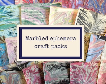 Marbled Ephemera Pack, Old Book Paper for Scrapbooking