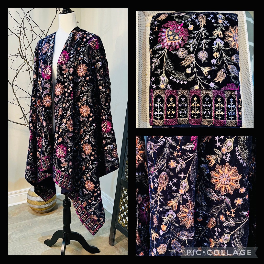 embroidered velvet shawl