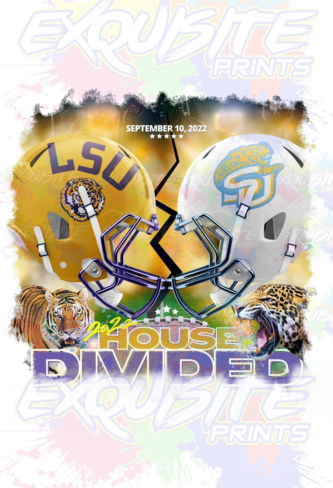 LSU Vs Southern PURPLE House Divided Ready for Sublimation Etsy
