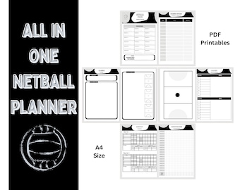 NETBALL COACHING PACK (black & white) - downloadable A4 template