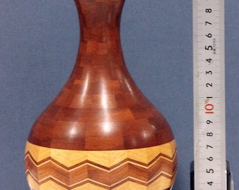 Handmade Wooden Vase with Zig Zag Feature, Unique Wood Turned Item