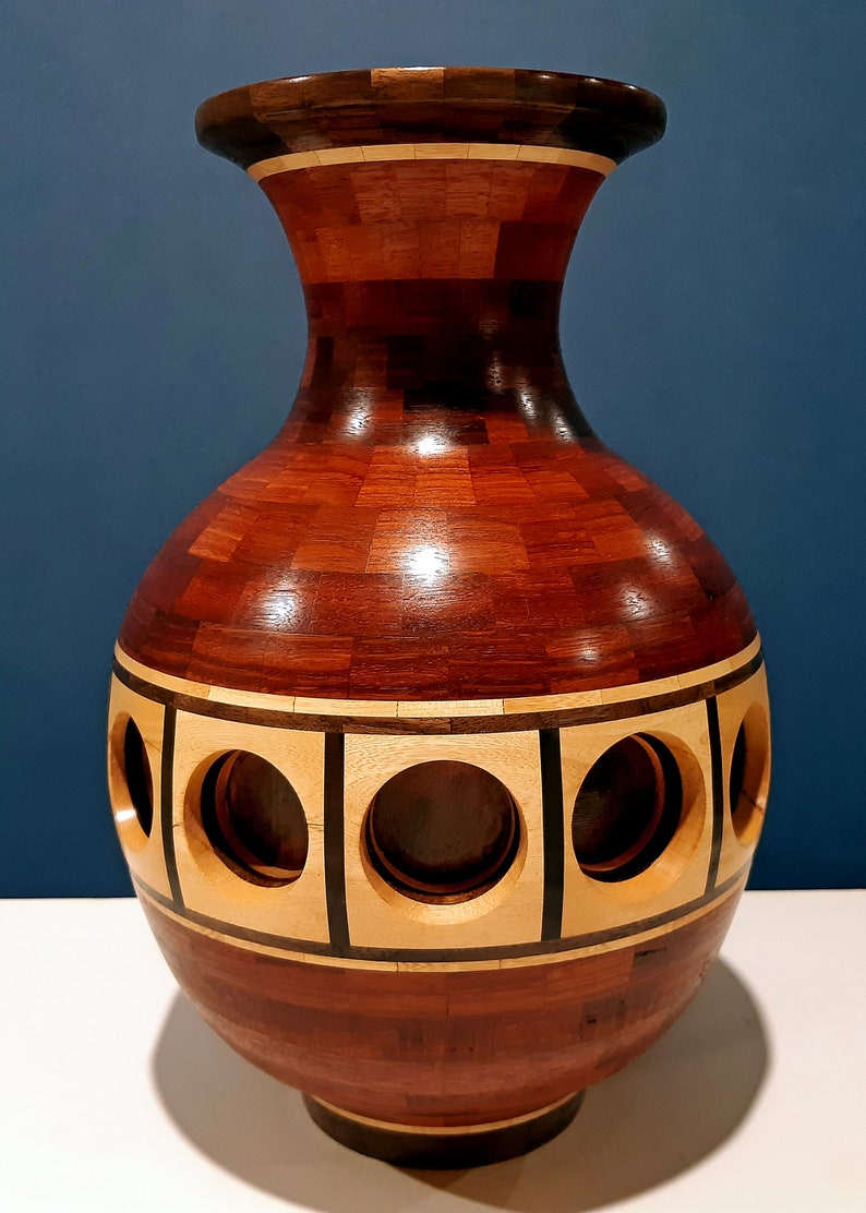 Wooden Turned Segmented Vase in Jarrah With Porthole Feature - Etsy