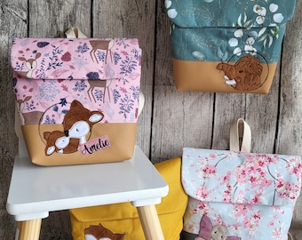 Kindergartenrucksack / Kitarucksack Junge Mädchen personalisiert mit goldigem Motiv