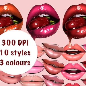 Realistische Lippen Clipart png. Für Hochzeit, Junggesellinnenabschied, Liebesspiel, Liebeskarte. 300 DPI download printable