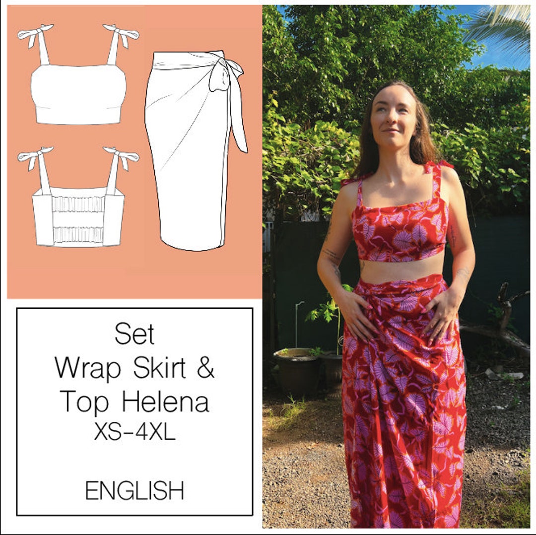 Helena Top & Wrap Skirt Set PDF Sewing Pattern Etsy