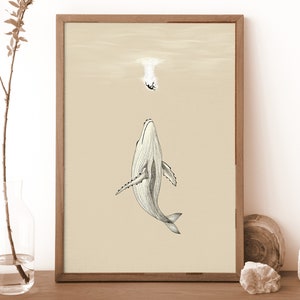 Jonah and the Great Fish Christian Sketch, Jonah and the Whale Digital Download, Print Minimalist Bible Verse Wall Art, Gift Drawing Bedroom