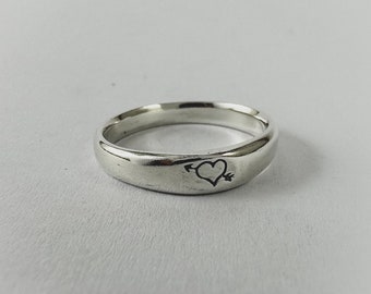 Cupid - Stacker ring, Hand-Carved, Solid 925 Sterling Silver, Unique, Handmade in Australia