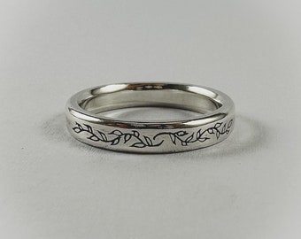 Silver Stacker ring, "Ivy", Hand-Carved, Minimalist Jewellery, Solid 925 Sterling, Unique, Handcrafted in Australia