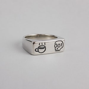 Coffee or Die Ring, Rectangle Signet, Coffee Lover, Unique Mens Ring, Handmade, Hand Carved Jewellery, Simple Signet