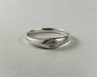 Third Eye - Stacker ring, Hand-Carved, Solid 925 Sterling Silver, Unique, Handmade in Australia