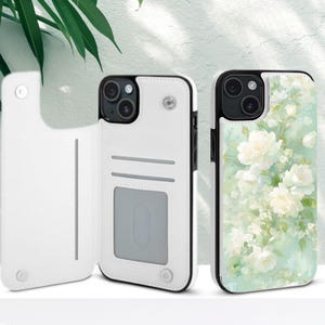 Custodia a portafoglio con motivo floreale e porta carte per iPhone 16, 16E, 15, 14 Pro Max Plus, Samsung Galaxy S25, S24, S23 Ultra Plus