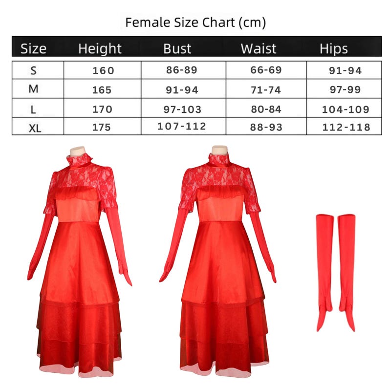 Red Gothic Bridal Dress, Lydia Costume, Bride Costume for Cosplay