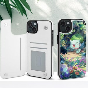 Niedliche Pokemon PKM Portemonnaie Handyhülle mit Kartenhalter für iPhone 16 16E 15 14 Pro Max Plus und Samsung Galaxy S25 S24 S23 Ultra Plus