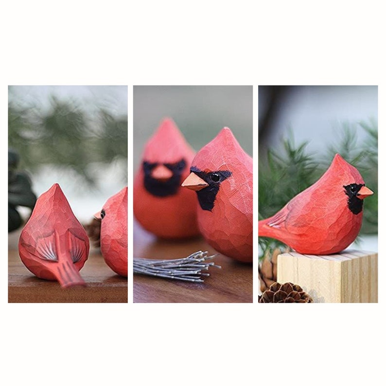 Handmade Carved Bird Ornaments for Christmas Tree Wooden Bird Etsy UK