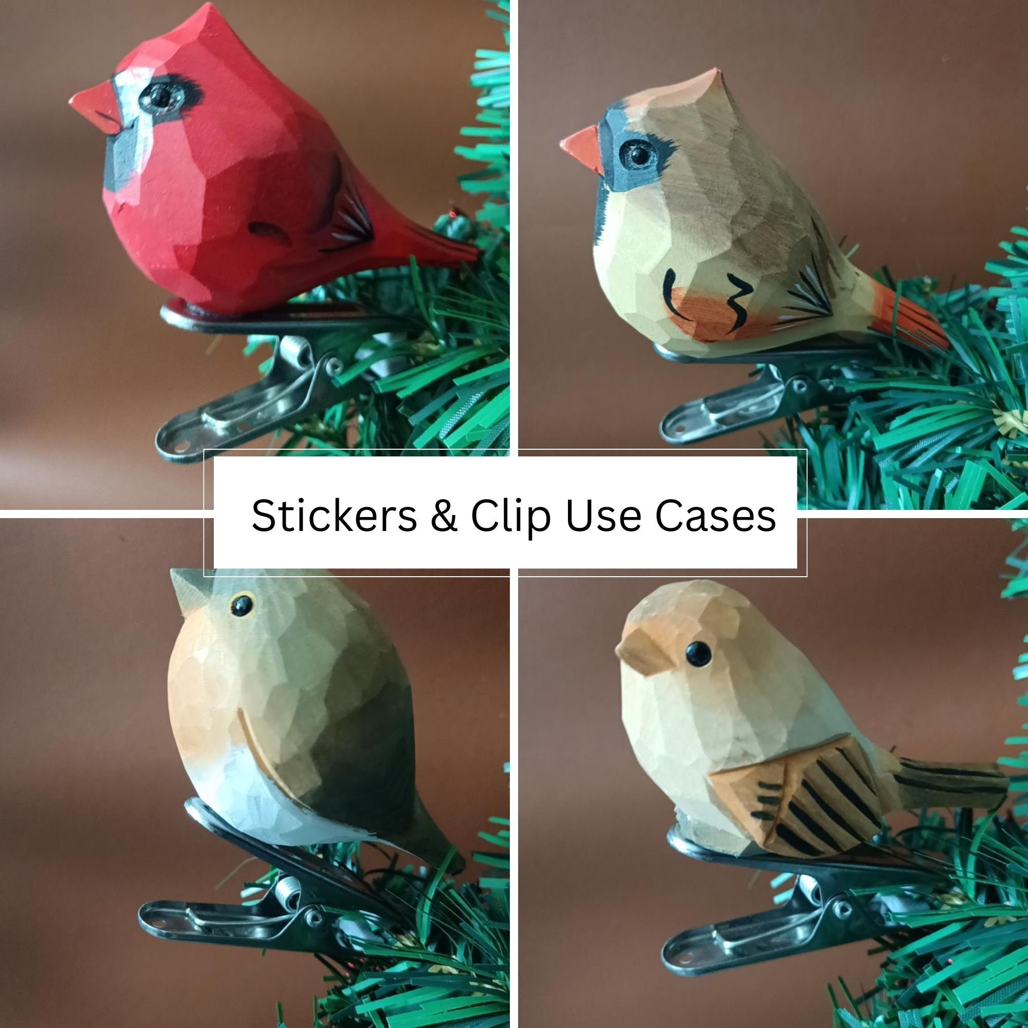 Handmade Carved Bird Ornaments for Christmas Tree Wooden Bird Etsy