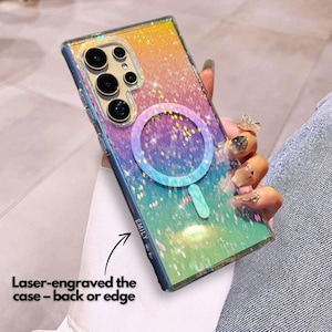 Coque magnétique personnalisée holographique irisée pour Galaxy S25 S24 pour Samsung Galaxy S25 S24 S23 Ultra Plus, coque de téléphone compatible MagSafe