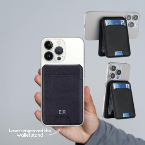Spersonalizowany magnetyczny skórzany stojak na portfel, portfel na telefon, uchwyt na karty, kompatybilny z MagSafe dla iPhone'a 16 15 14 13 12, etui kompatybilne z MagSafe