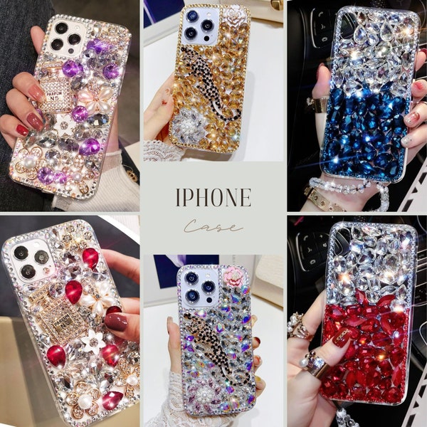 Luxury Rhinestone Bling Case for iPhone 15 IPhone 15 Pro Max iPhone 14 13 12 11, Handcrafted Crystal Diamond Bumper Cover