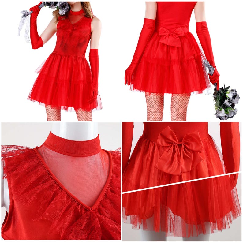 Red Gothic Bridal Dress, Lydia Costume, Bride Costume for Cosplay