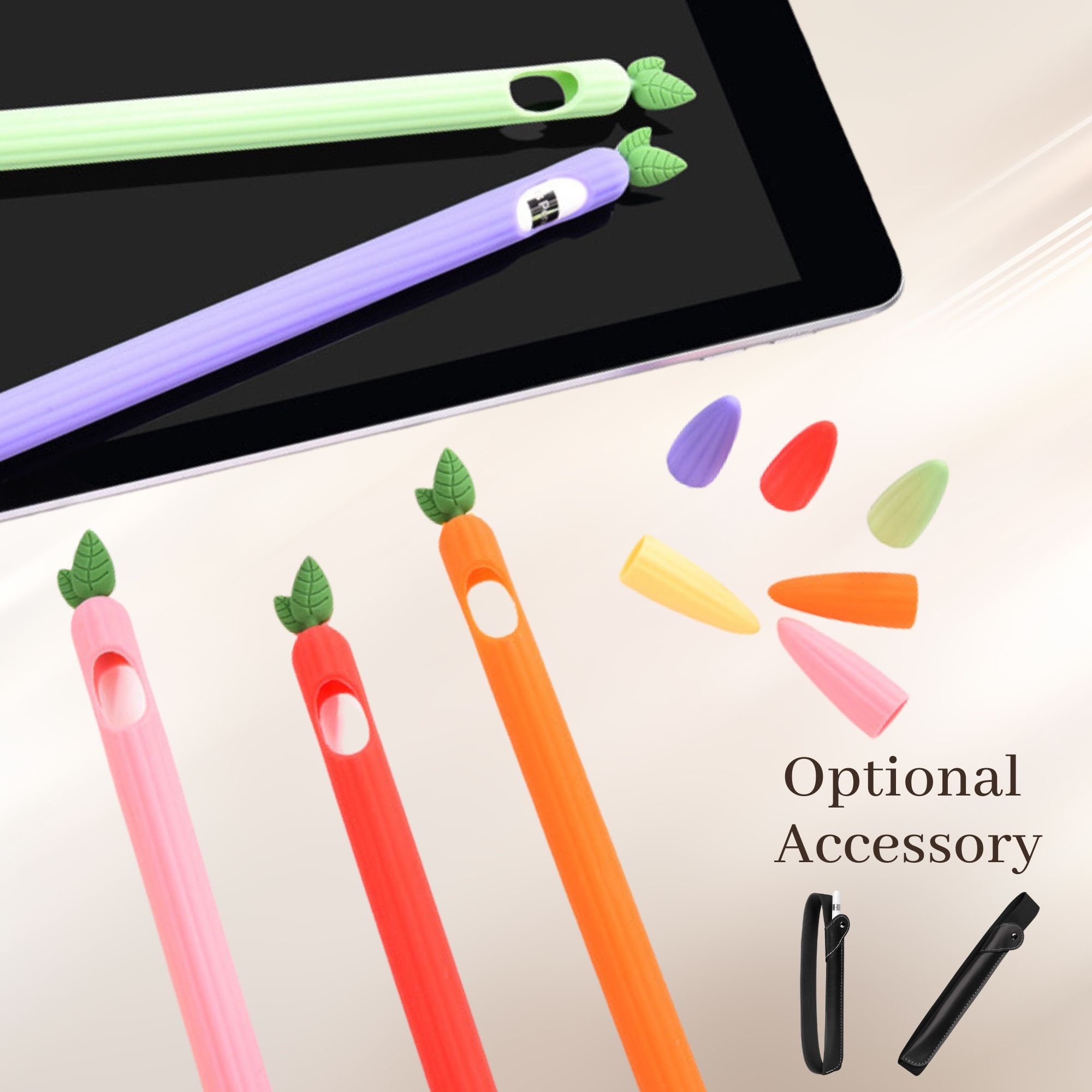 For Apple Pencil 1st 2nd Gen Carrot Silicone Grip Case Cover Skin Pen  Protector