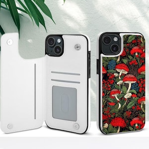 Funda tipo cartera con estampado de arte botánico y tarjetero para iPhone 16, 16E, 15, 14 Pro Max Plus y Samsung Galaxy S25, S24, S23 Ultra Plus