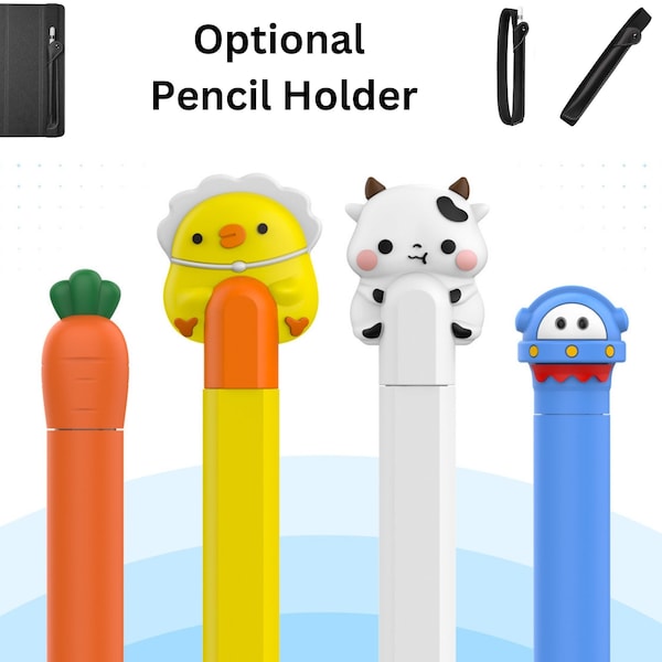 Kawaii Cute Personalized Cartoon Durable Pencil Case for Apple Pencil 1 / 2 Gen, Pen Skin Cover, Smooth Grip Apple Pencil Case