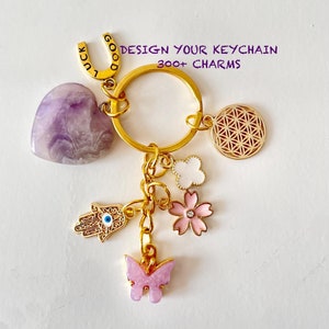 Crea tu propio llavero/Elige tus dijes/Llavero de cristal personalizado/Dije para bolso/Accesorio para bolso/Regalo para novio/Regalo para dama de honor/Regalo de Navidad/Inicial
