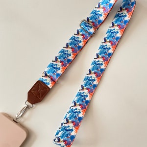 Blue Crossbody Phone Strap, Fabric Cute Phone Strap, Phone Case Strap, Shoulder Strap, Phone Case Charm, Phone Lanyard, Phone Accessory