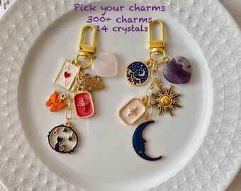 Design Your Crystal Bag Charm/Crystal Keychain Charm/Purse Accessory/Galentines Day Gift/Bridesmaid Gift/Valentines Day Gift/Initial
