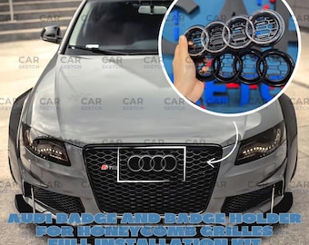 Audi Badge & Holder for Honeycomb Grilles – Full Installation Kit