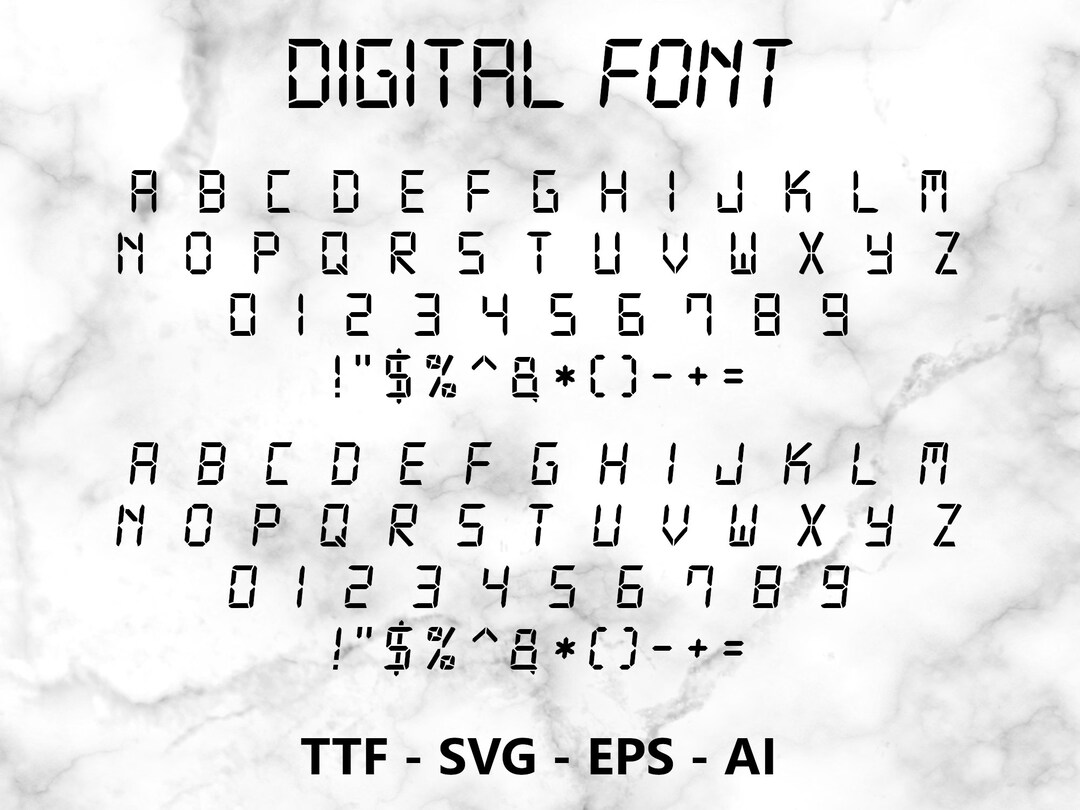 Digital Clock Font TTF SVG Personalisation and Customisation Etsy