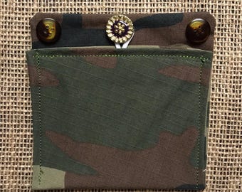 Upcycled Camo Insulin Pump Pocket, Removable Diabetes Accessory, Insulin Bag, Insulin Pump Pouch, Size Standard