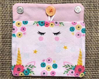 Unicorn Insulin Pump Pocket, Upcycled Diabetes Accessory, Insulin Bag, Insulin Pump Pouch,  Size Standard