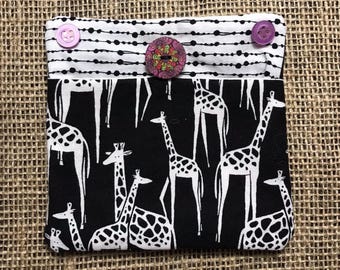 Upcycled Insulin Pump Pocket, Giraffe Insulin Pump Bag, Insulin Pouch, Removable Diabetes Accessory, Size Standard