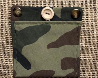 Upcycled Camo Insulin Pump Pocket, Removable Diabetes Accessory, Insulin Bag, Size Standard