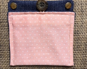 Upcycled Insulin Pump Pocket, Pink Insulin Bag, Insulin Pump Pouch, Removable Diabetes Accessory, Size Standard