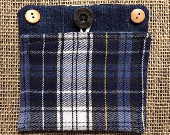 Upcycled Plaid Insulin Pump Pocket, Diabetes Accessory, Insulin Pump Bag, Size Standard