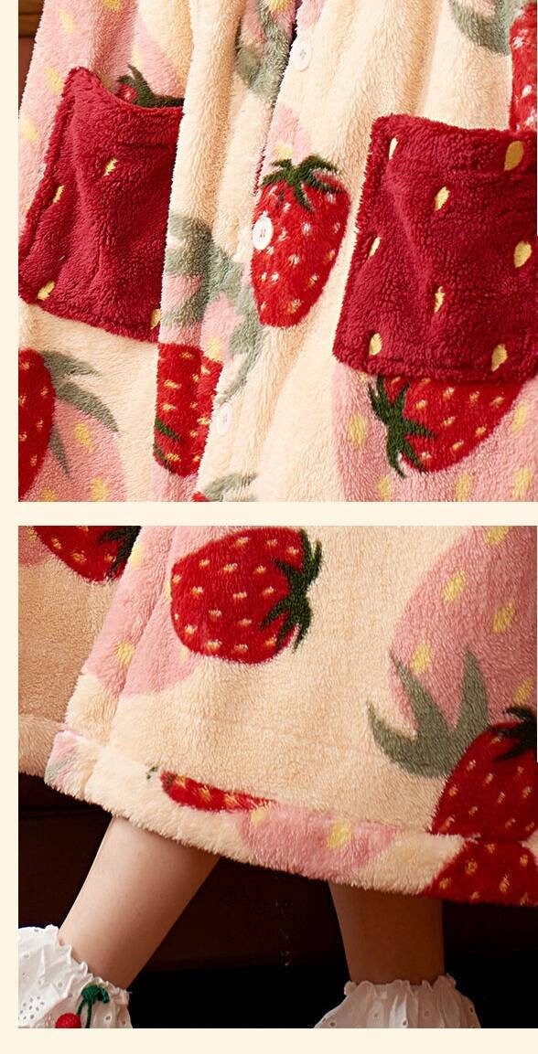 Strawberry Hoodie Fleece Blanket Robe With Sleeves Oversized Etsy UK