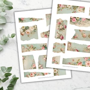 Ritagli di carta per scrapbooking, diario spazzatura, collage, stile shabby chic, scaricabili e stampabili, download immediato