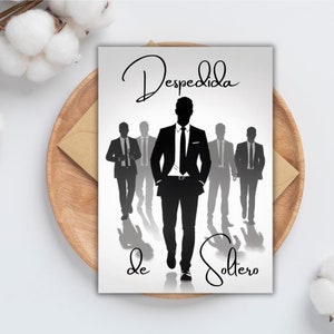 Tarjeta de Felicitación o Invitación para fiesta de despedida de soltero en español, Descargable e imprimible, Descarga instantánea, IA