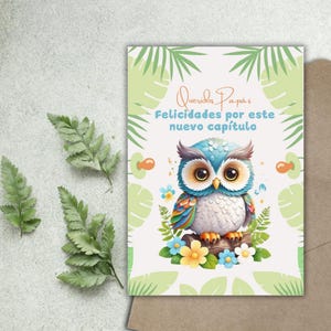Cartão de felicitações com frase em espanhol para pais, cartão de chá de bebê, para download e impressão, download instantâneo, nascimento do bebê