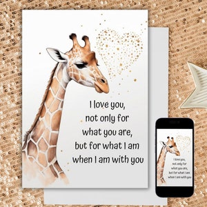 Card with love phrases in English, Downloadable and printable card, Instant download, Postcard to give away, Love card, IA