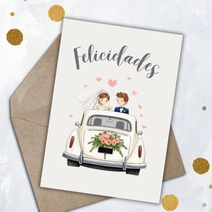 Wedding Card, Spanish Wedding Greeting Card, Downloadable and Printable Card, Instant Download, Wedding Gift, AI