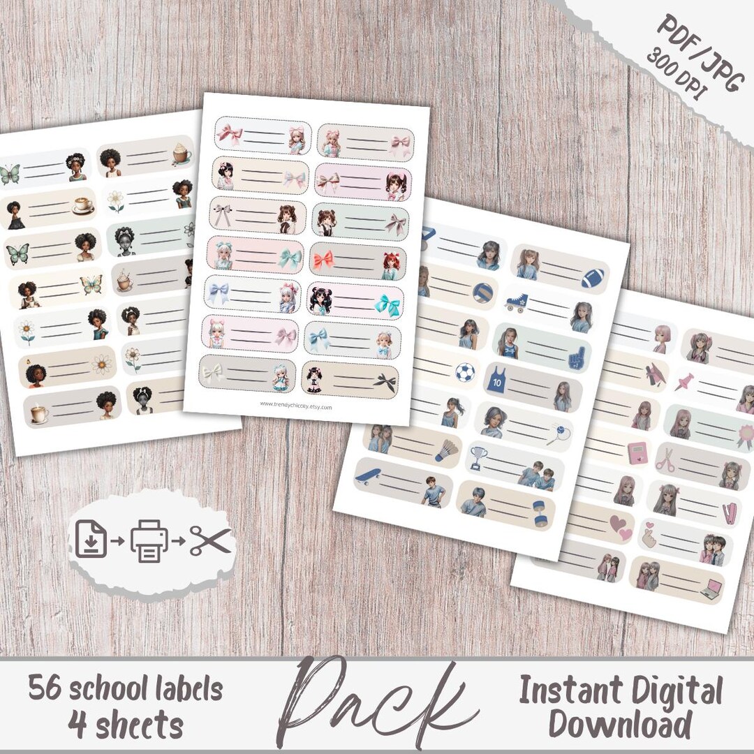 School Label Pack, Name Labels, School Supplies, Back to School ...