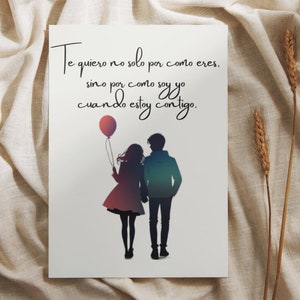 Tarjeta de Amor en español, Tarjeta con Frase de Amor, Tarjeta descargable e imprimible, Descarga instantánea, Tarjeta postal, IA