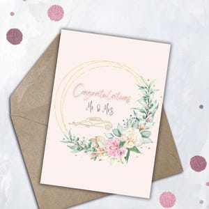 Cartão de felicitações de casamento, cartão postal para download e impressão, download instantâneo, lembrancinhas e presentes de casamento